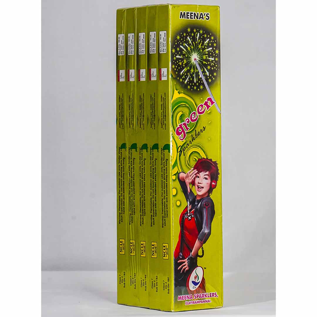 522 MEENA GREEN SPARKLERS 12CM 10PCS 5BOX